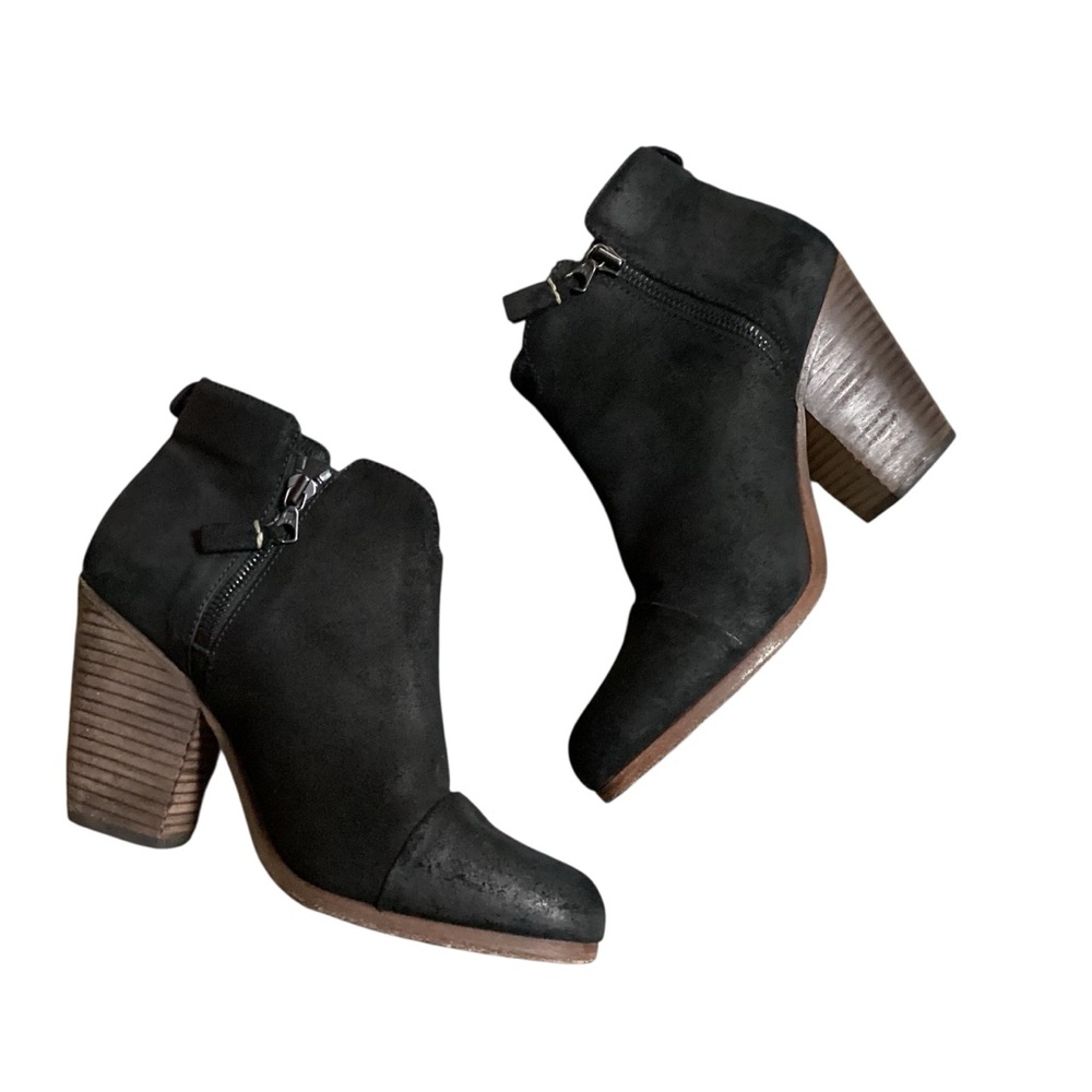 Rag & Bone Margot Black Leather Moto Zip Ankle Boots, Size 38.5 | 8.5 - Picture 2 of 5